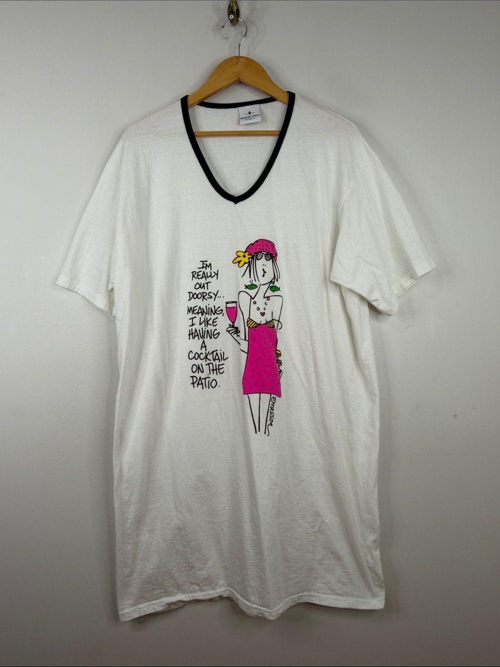 Emerson Street Nightgown Womens One Size Short Sleeve Cotton Cocktail Patio Fun